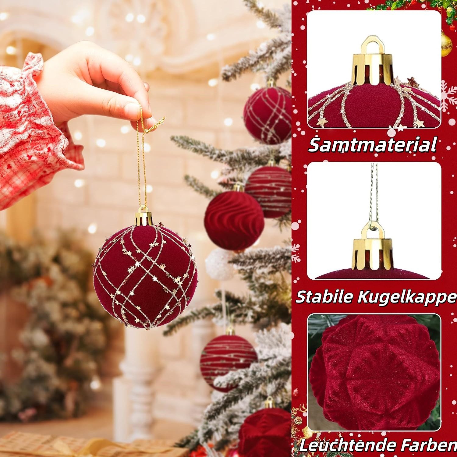 Sorvyzxn Weihnachtsbaumkugel Weihnachtsdeko Weihnachtskugeln 12-teiliges Set,Weihnachtsbaumschmuck, für Neujahrsparty Hochzeit Feiertag Weihnachtsdekoration – Bild 3 von 5