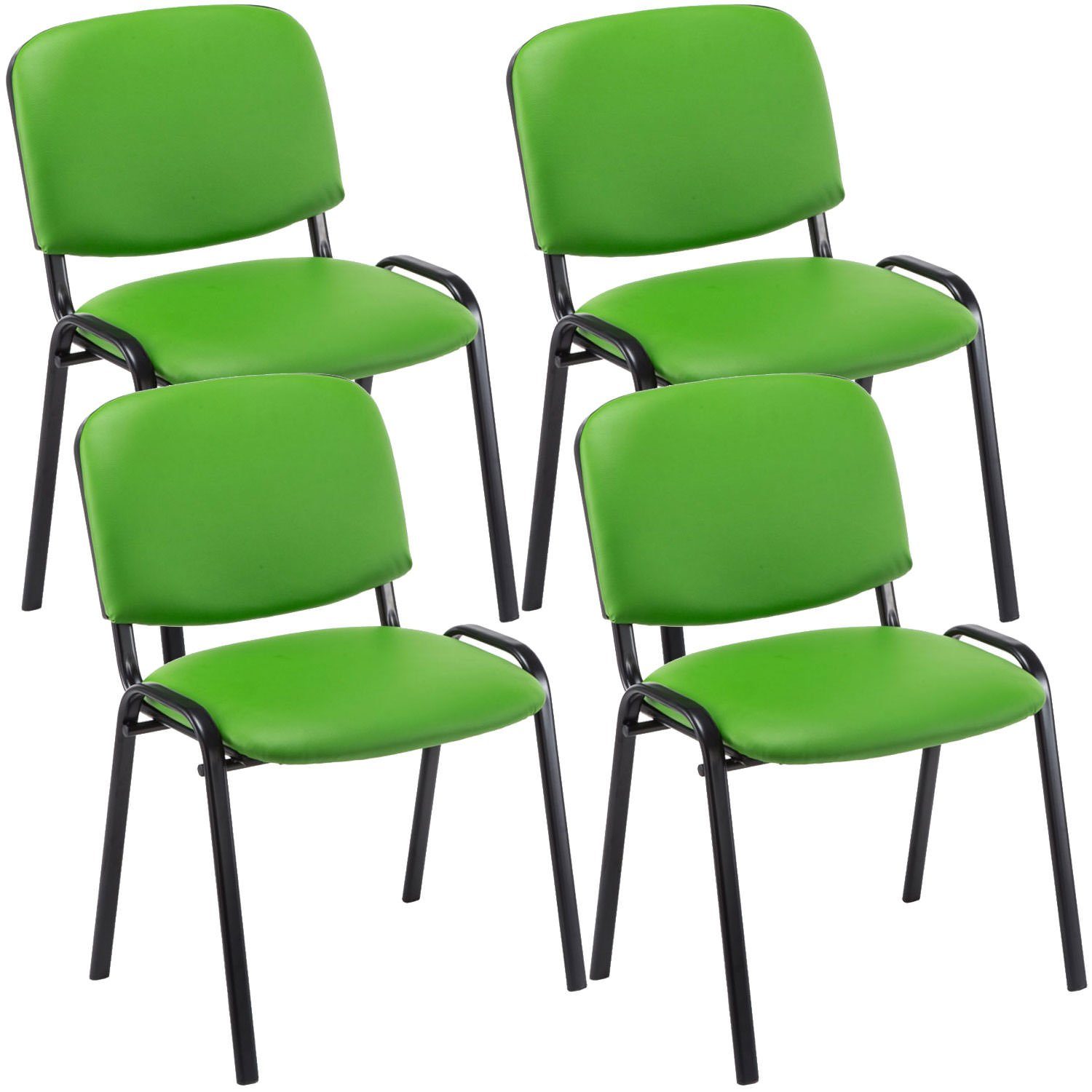 - St), Besucherstuhl TPFLiving 4 Sitzfläche: Kunstleder Messestuhl, schwarz Warteraumstuhl - grün hochwertiger - Konferenzstuhl Keen (Besprechungsstuhl matt Polsterung mit Gestell: Metall -