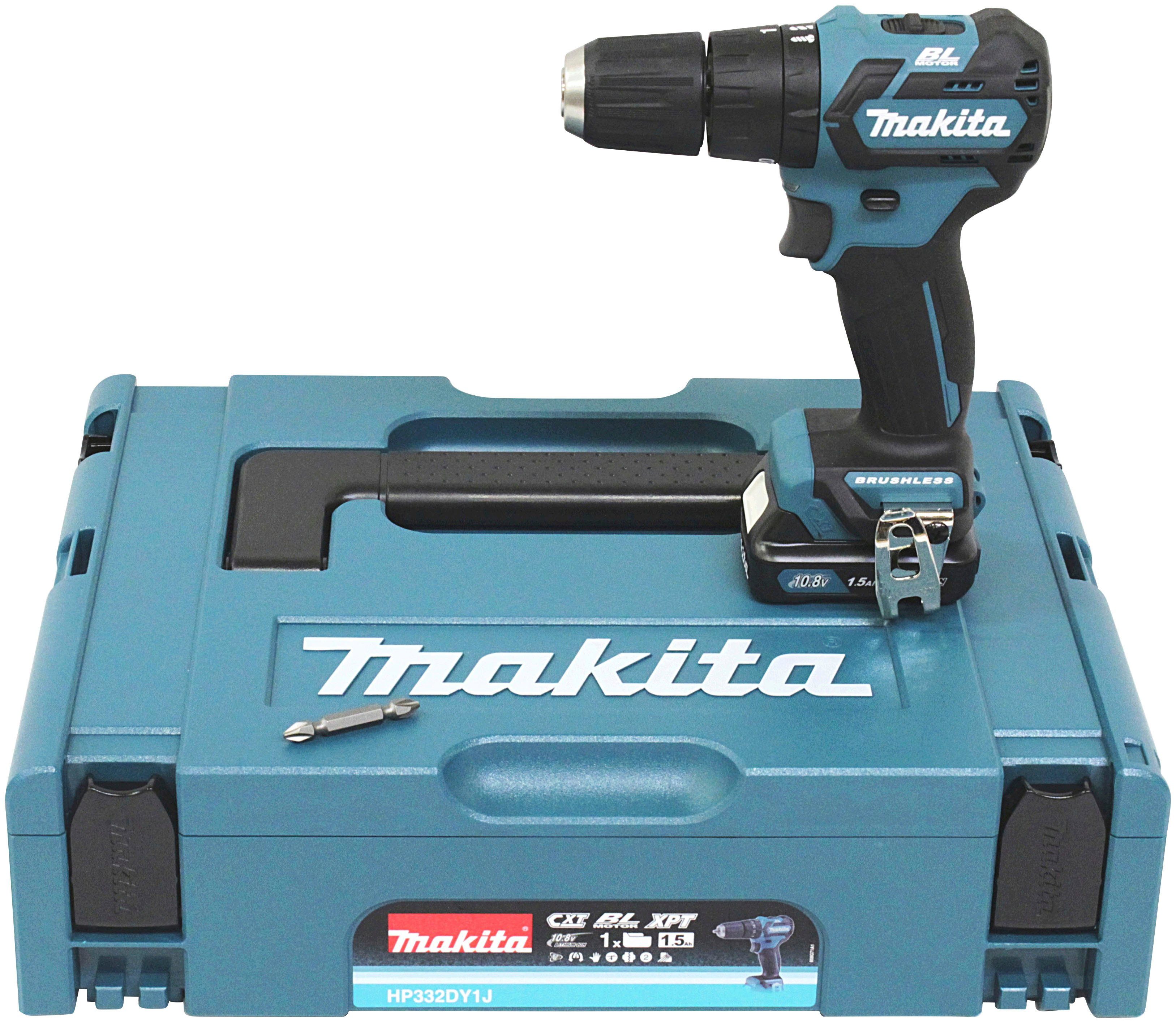 Makita Akku-Schlagbohrschrauber HP332DY1J, max. 22500 Koffer & inkl. Akku U/min