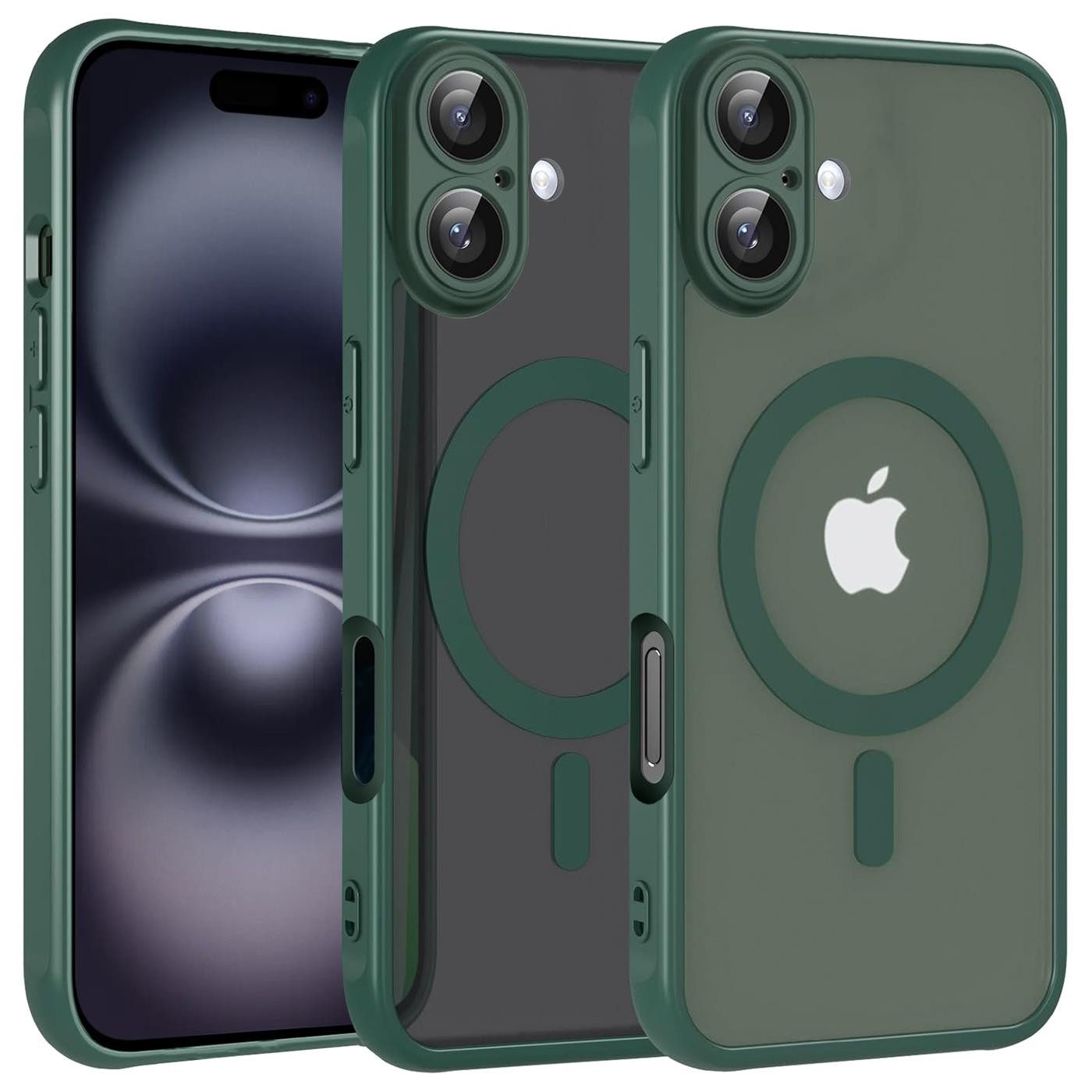 CoolGadget Handyhülle Magnet-Hülle für iPhone 16 Schutzhülle magnetisch 6,1 Zoll, Hülle Matt Stoßfest kompatibel mit Magsafe Zubehör Kameraschutz Case