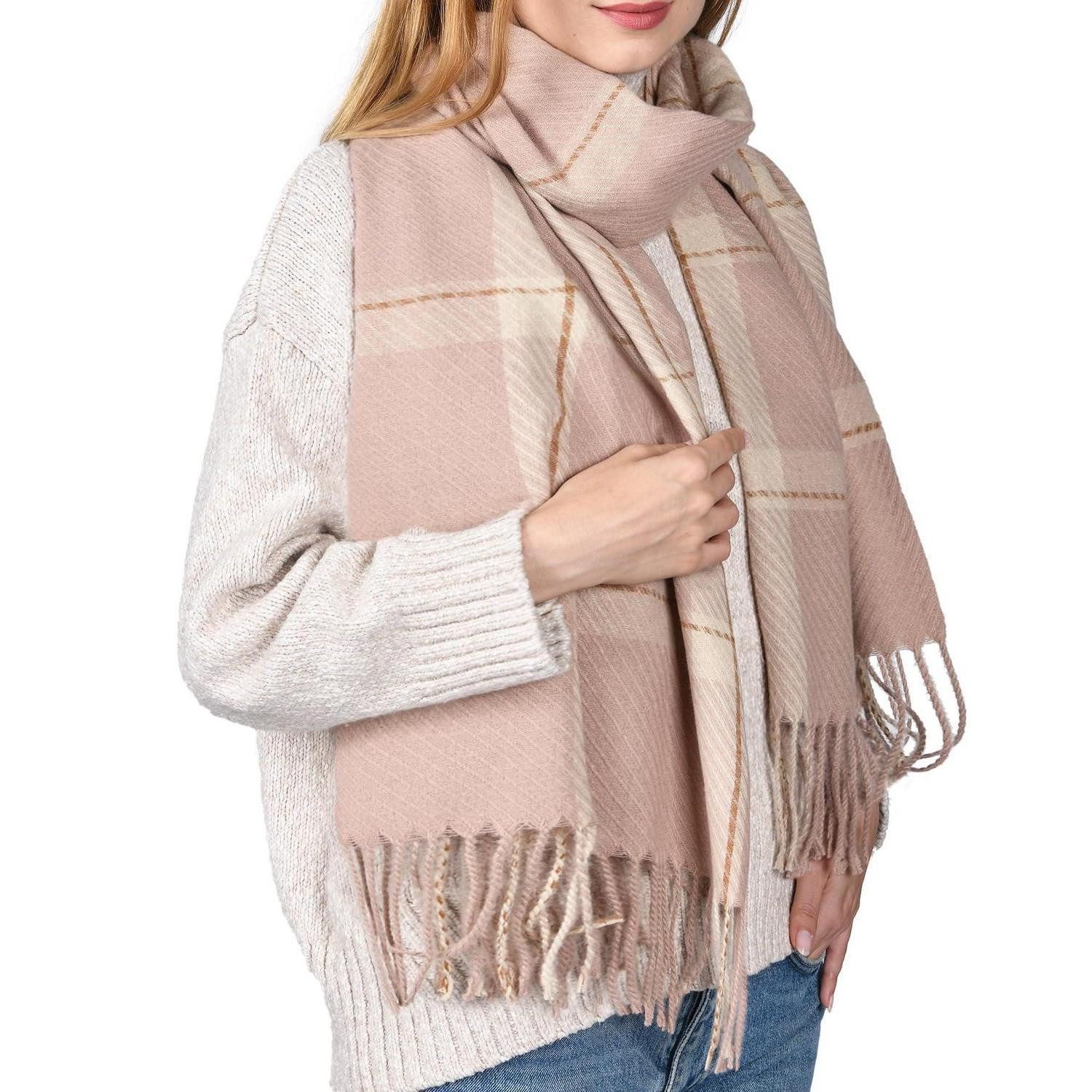LuxusKollektion Karotuch Schal Damen Karosteppung Rosa, (1-St)