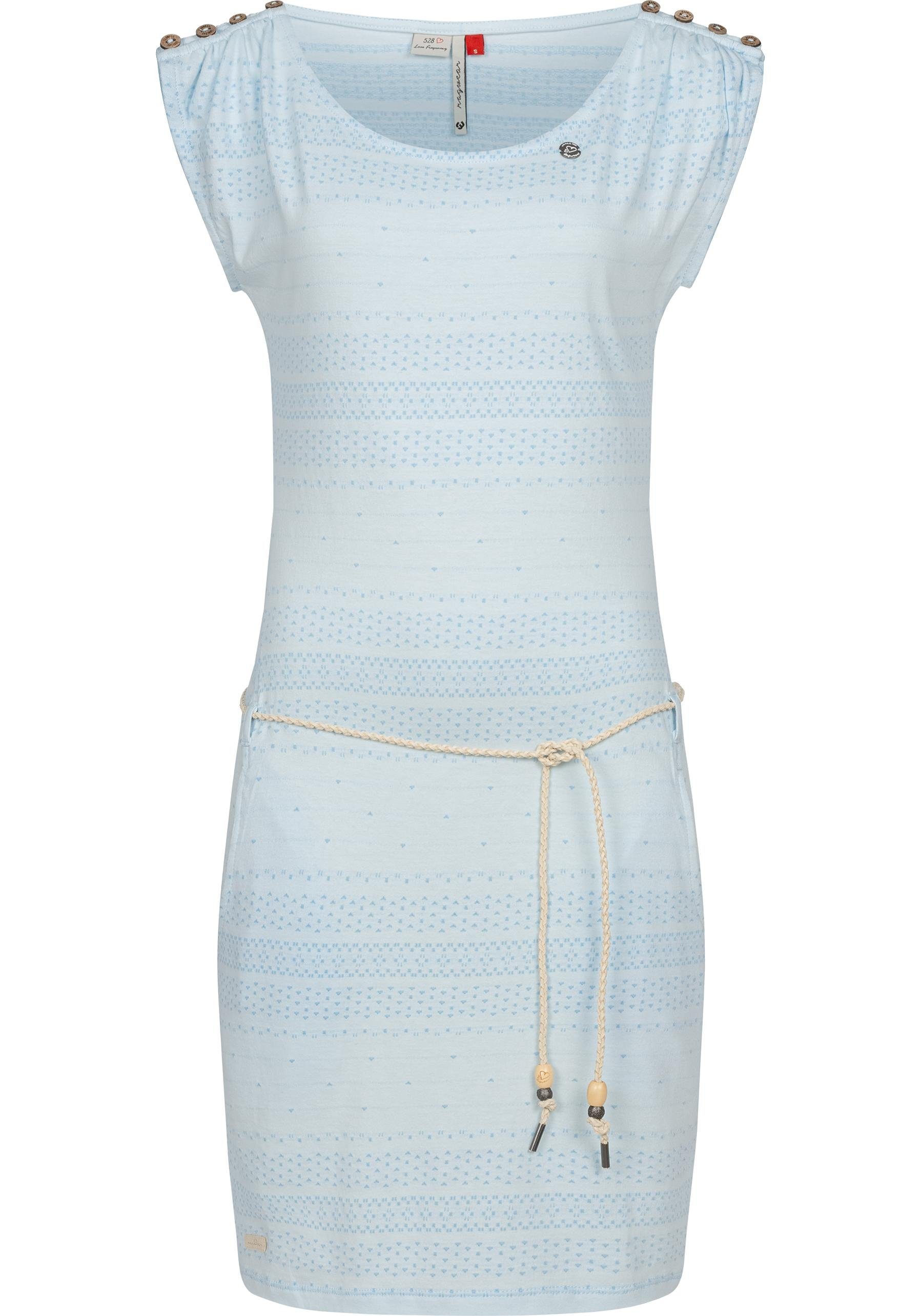 Ragwear Shirtkleid Chego stylisches Sommerkleid mit Bindeband babyblau | Sommerkleider
