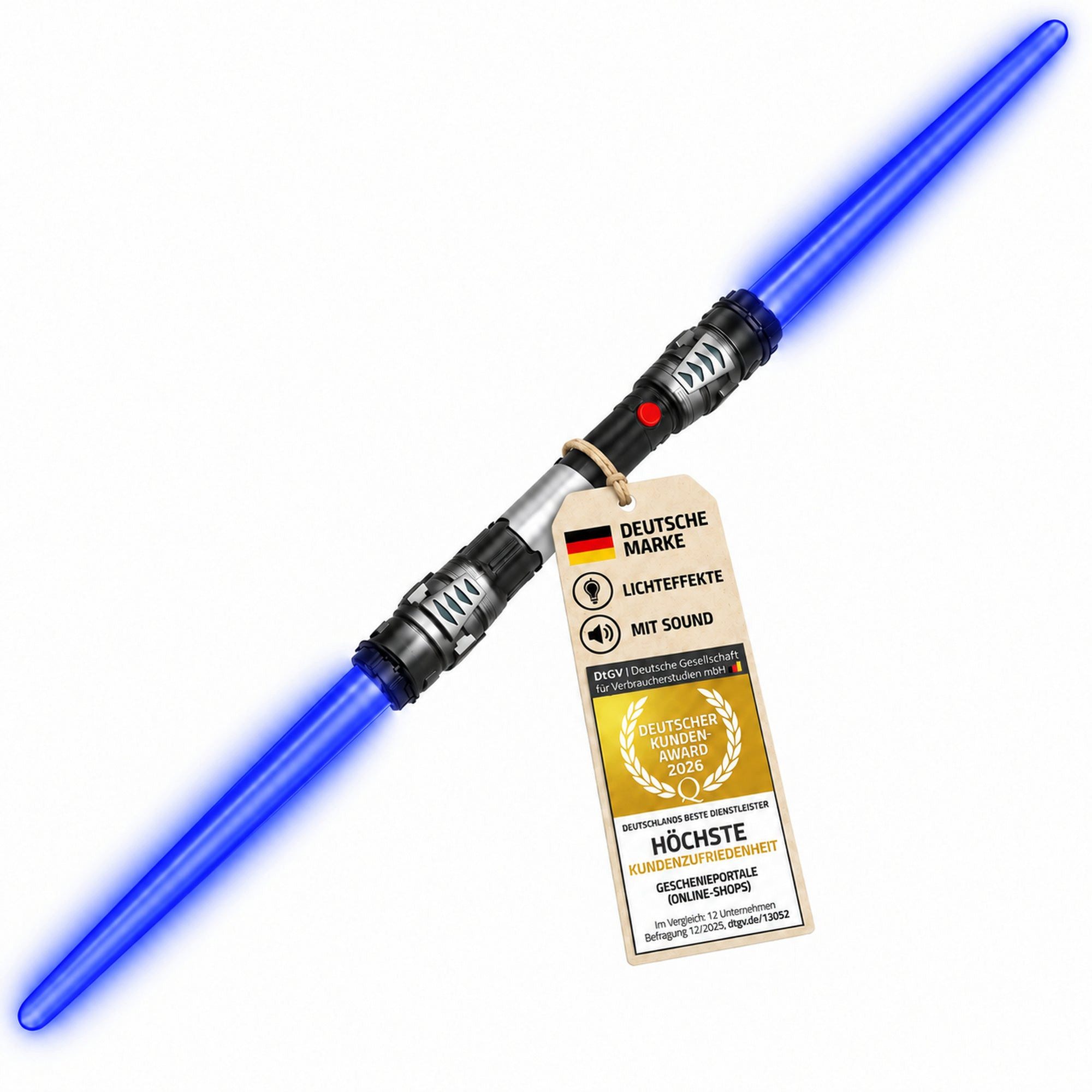 Goods+Gadgets Lichtschwert GOODS+GADGETS 138 cm Doppelklingen Laserschwert mit Sound & Licht (Laser Sword, 138 cm), mit Licht & Sound