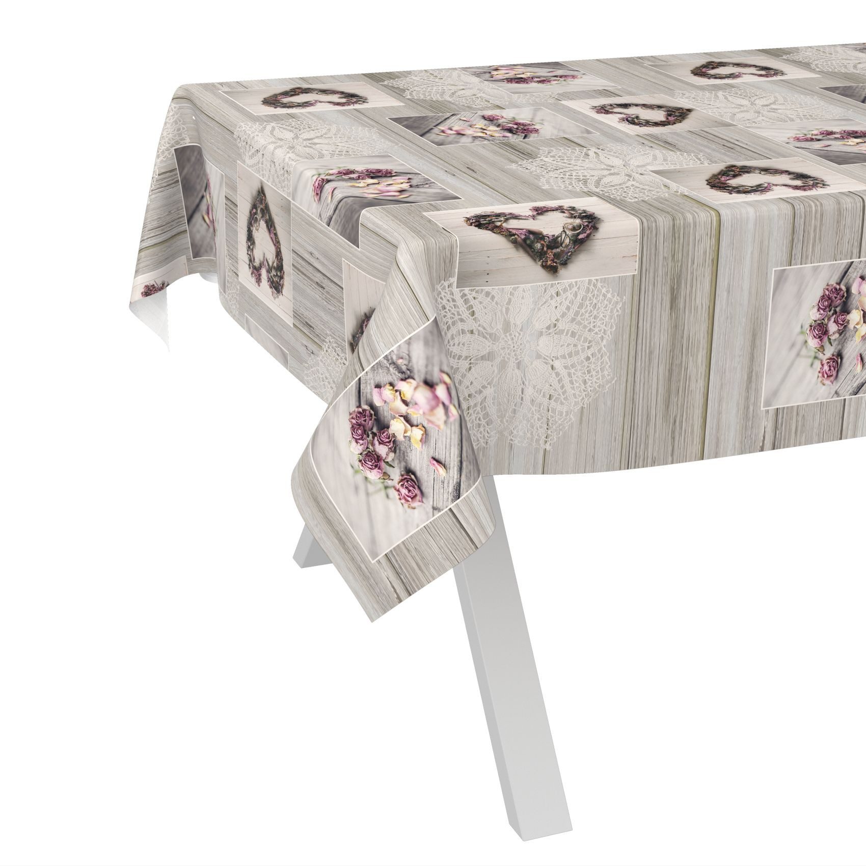 ANRO Tischdecke Wachstuch abwaschbar Holz Liebe Tischwäsche (Einzelstück 1- günstig online kaufen