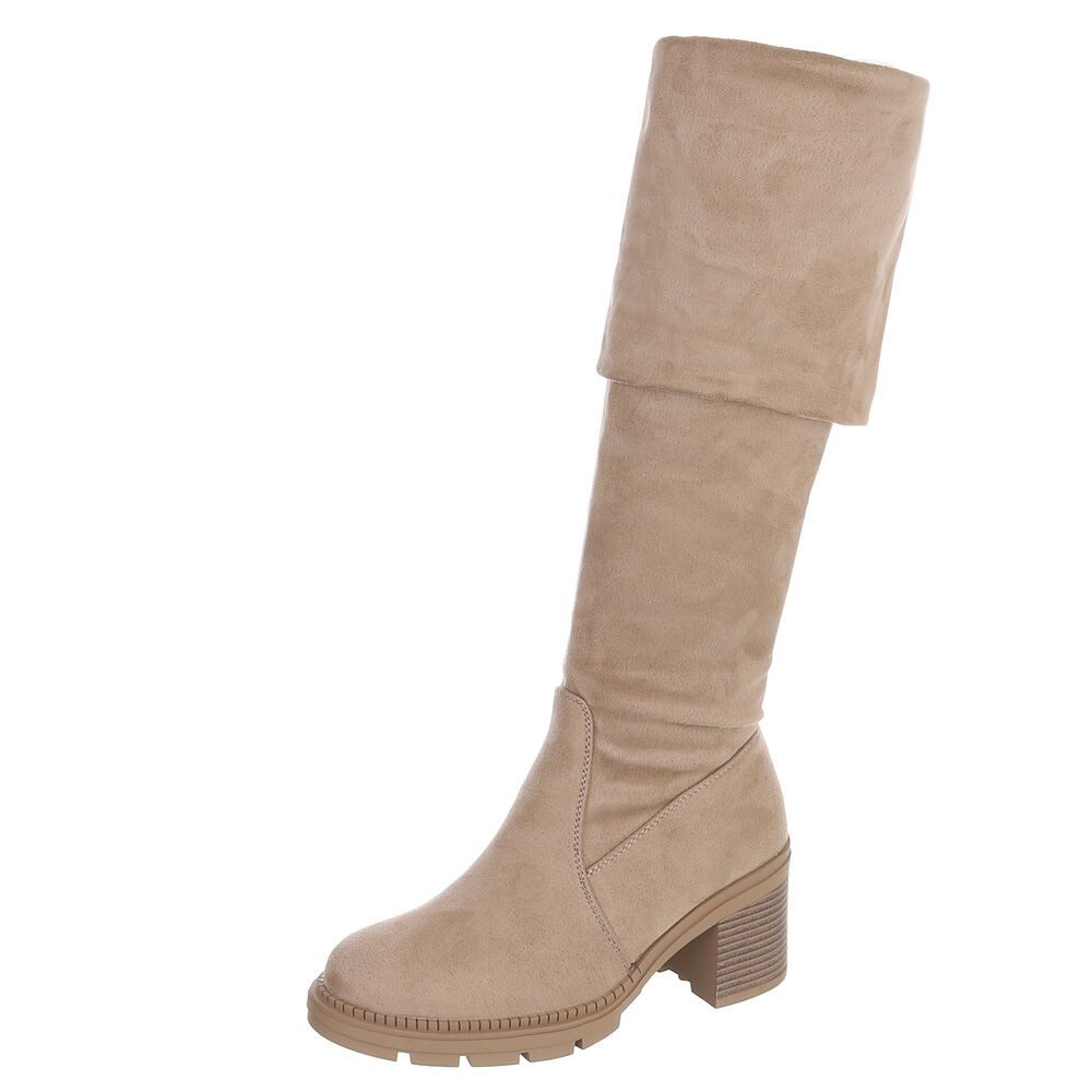 Ital-Design Eleganter Overkneestiefel mit Blockabsatz für Damen Overkneestiefel (90827522) Blockabsatz Stiefel in Hellbraun