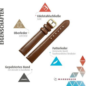 MARBURGER Uhrenarmband 14mm Leder XL extra lang