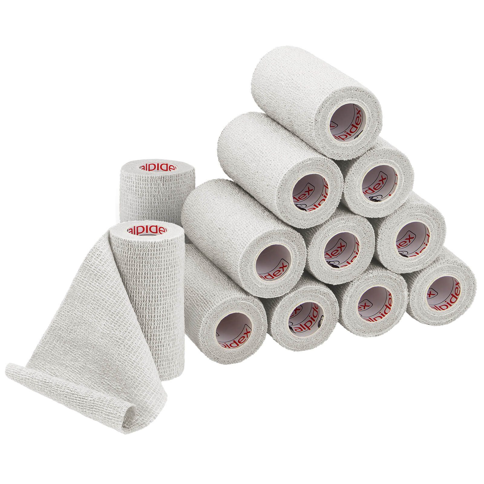 ALPIDEX Bandage 12 Rollen Haftbandage 10 cm x 4.5 m selbstklebender Verband