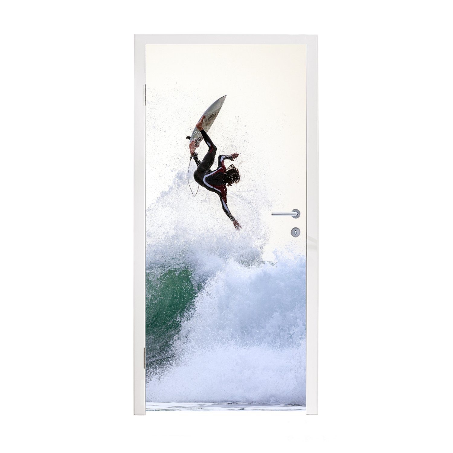 MuchoWow bedruckt, cm 75x205 Türaufkleber, Matt, St), Tür, Fototapete einen macht für Trick, (1 Surfer Türtapete