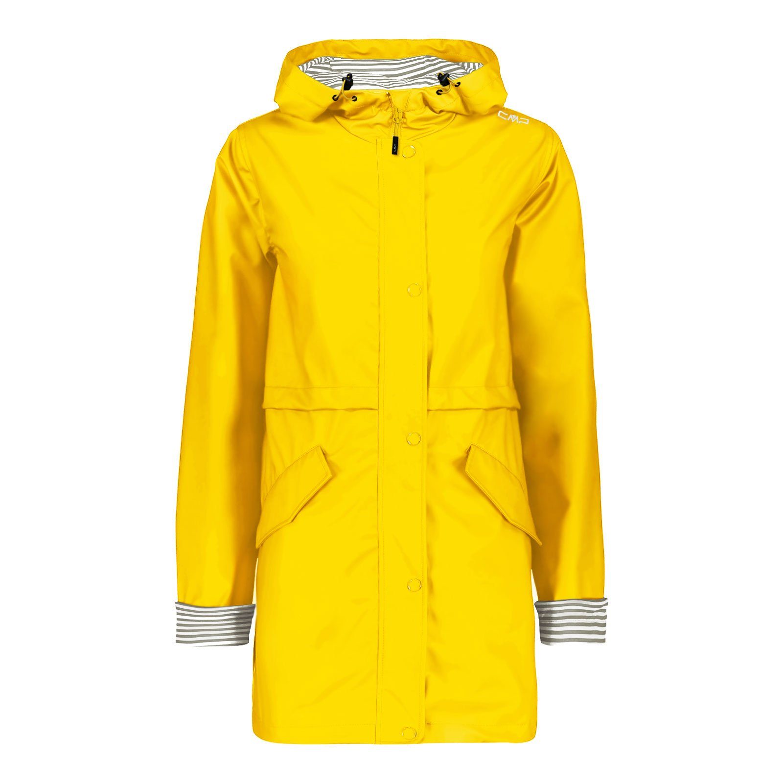 Rain gestreiftem Regenjacke Hood mit Innenfutter R411 Fix CMP Jacket yellow