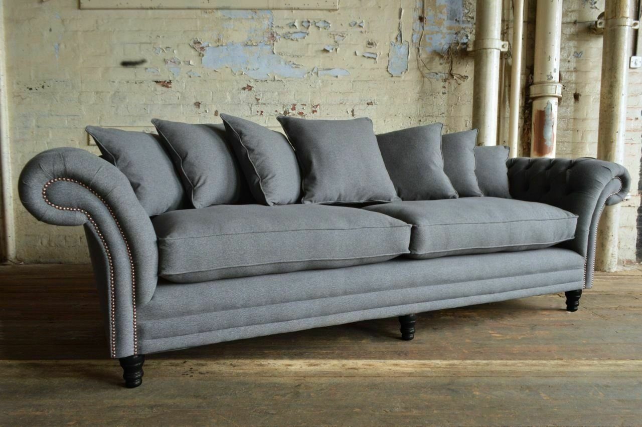 Chesterfield Polster Chesterfield-Sofa, Couch Sofa XXL JVmoebel Sofas Sitzer Big 4 245cm