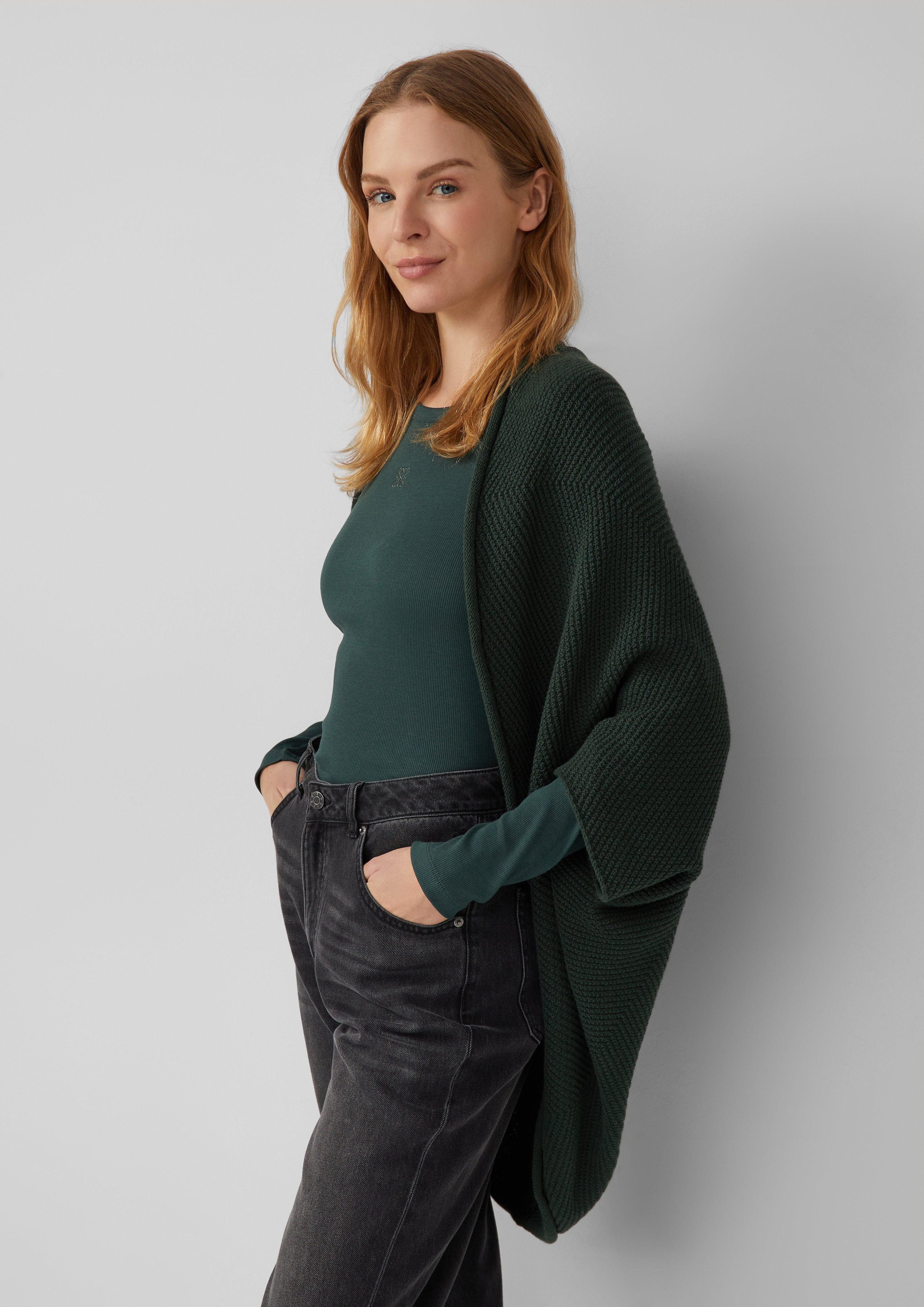 s.Oliver Poncho Gestrickter O-Shape-Poncho aus Baumwollmix günstig online kaufen