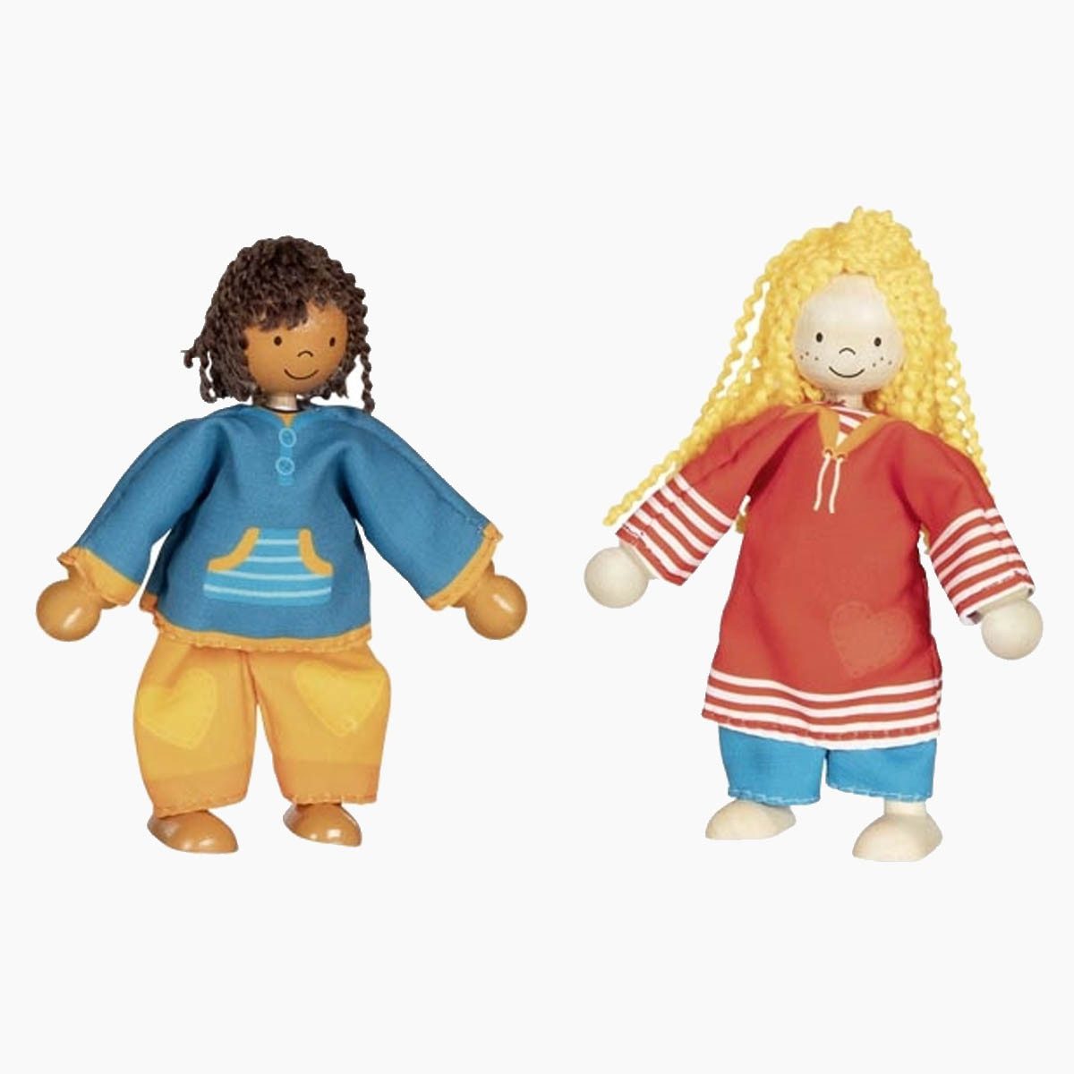 goki Biegepuppe Biegepuppen Fynja & Fabio, Klamottenkiste, 6 Outfits (Packung, 20-tlg., set packung), Kreatives Verkleidungsspiel für Kinder