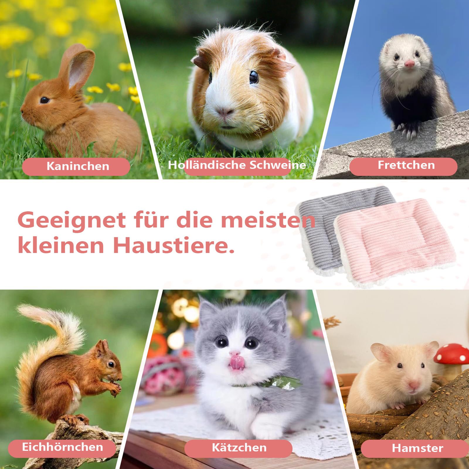 Ledander Hundematte Meerschweinchen Bett,Kaninchen Bett,Kaninchen Zubehör 31 * 21CM, Meerschweinchen Zubehör,Katzen Decken Warme Flauschige Plüschbett