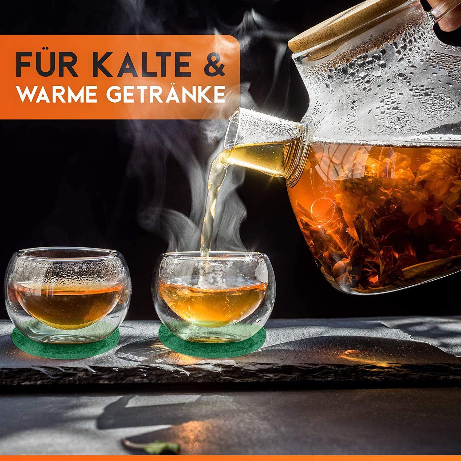 wortek Getränkeuntersetzer Filz-Untersetzer Rund für Gläser 10er Set + Box, Zubehör für Tisch & Gläser, Set, 10-tlg., waschbare Getränke Glasuntersetzer Gläser, Tischuntersetzer Filz 10 cm