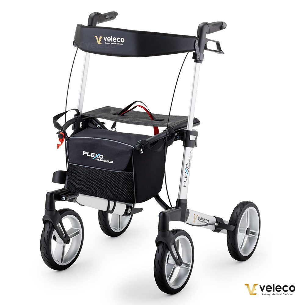 Veleco Rollator Veleco FLEXO - Leicht und Mordern - mit Sitz - Faltbar - Aluminium, Korb