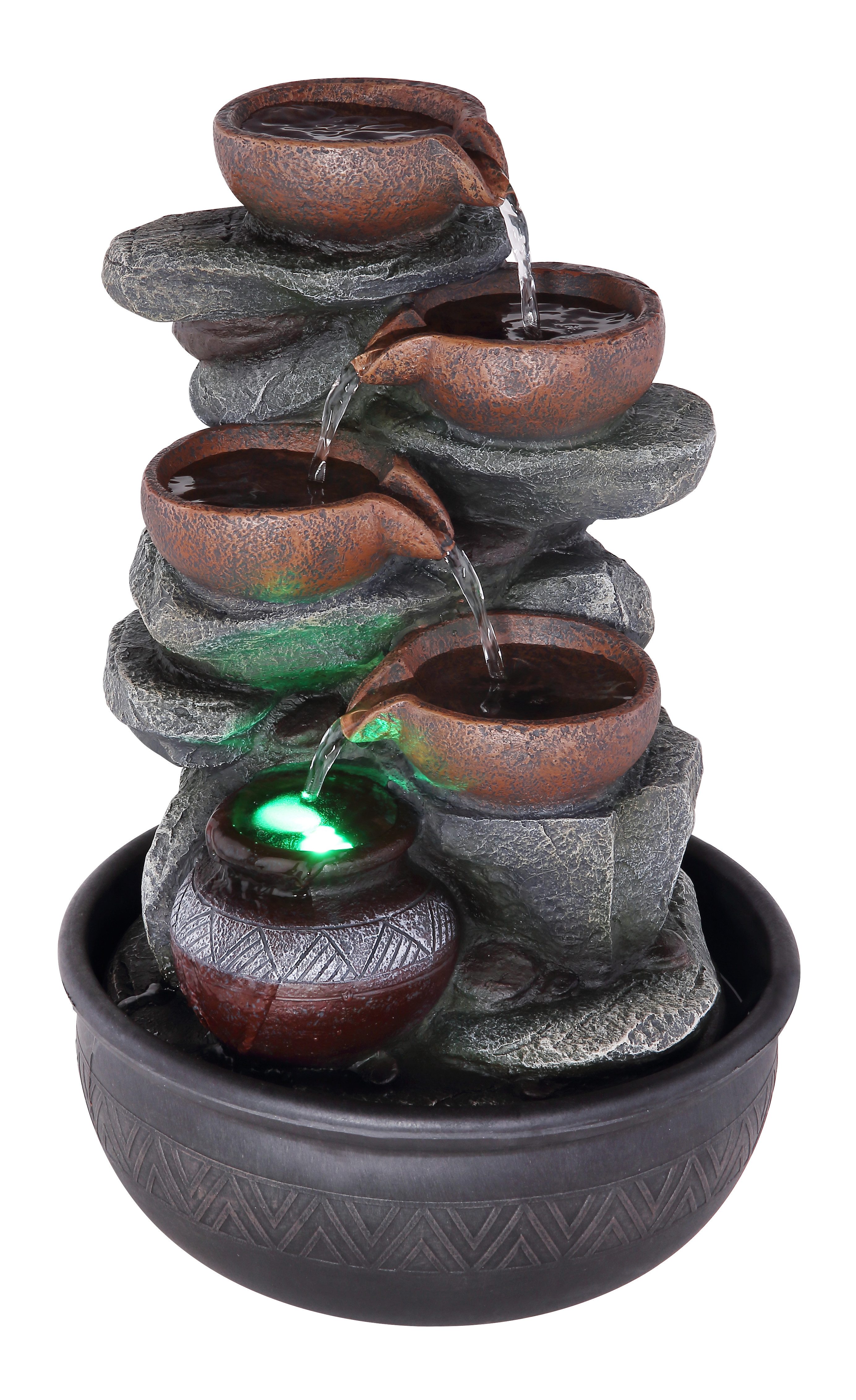 GLOBO LIGHTING Dekolicht FONTANA, LED fest integriert, Brunnen Grau/Schwarz, RGB, Licht aufwärts, 12V