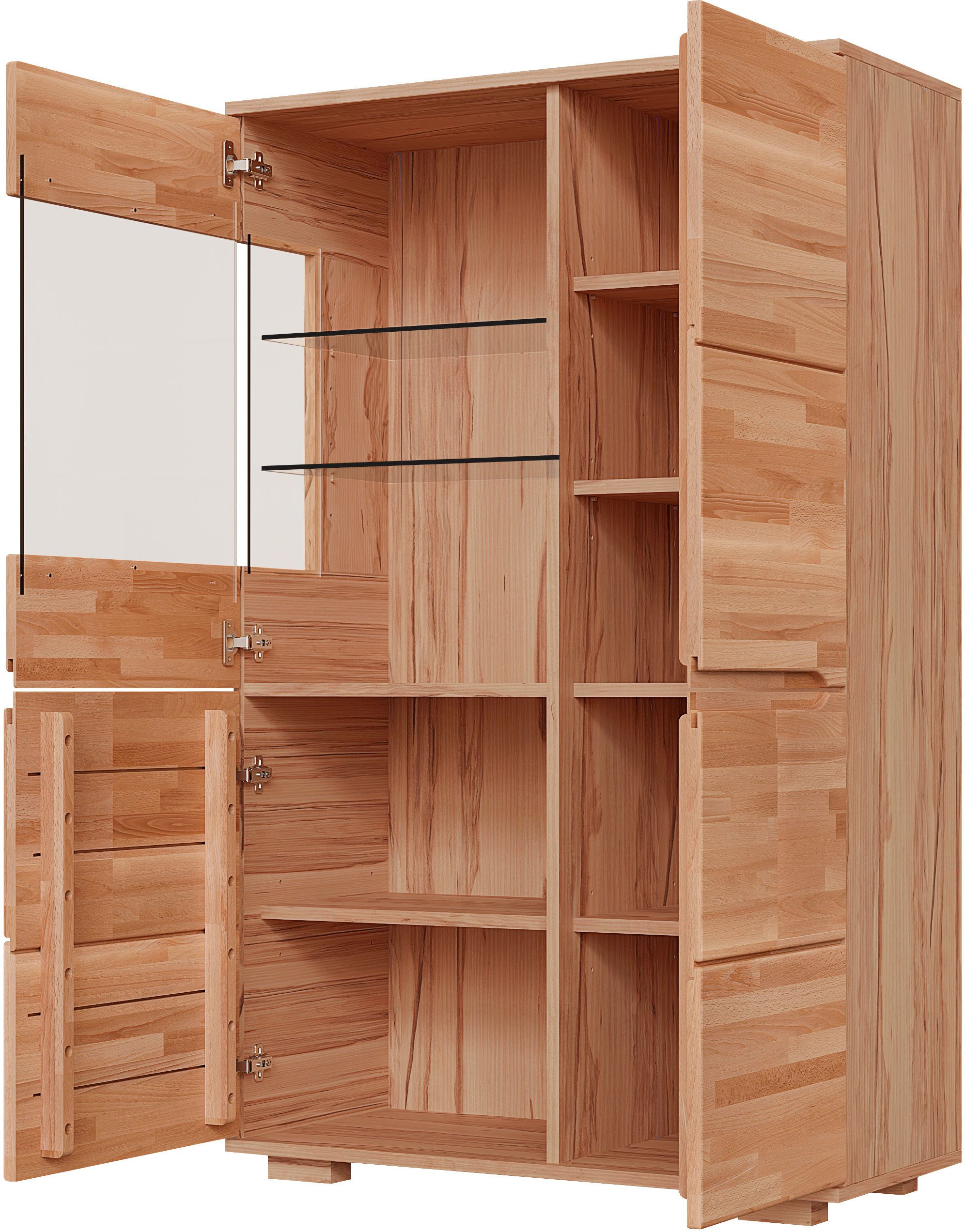 OTTO home Vitrine VETRO: Fronten aus Massivholz, Korpus aus Melamin,Griffmulden Kernbuche B/T/H:90/40/145,5cm,6Variable einlegeboden,10 Fächer,Glastür – Bild 2 von 5