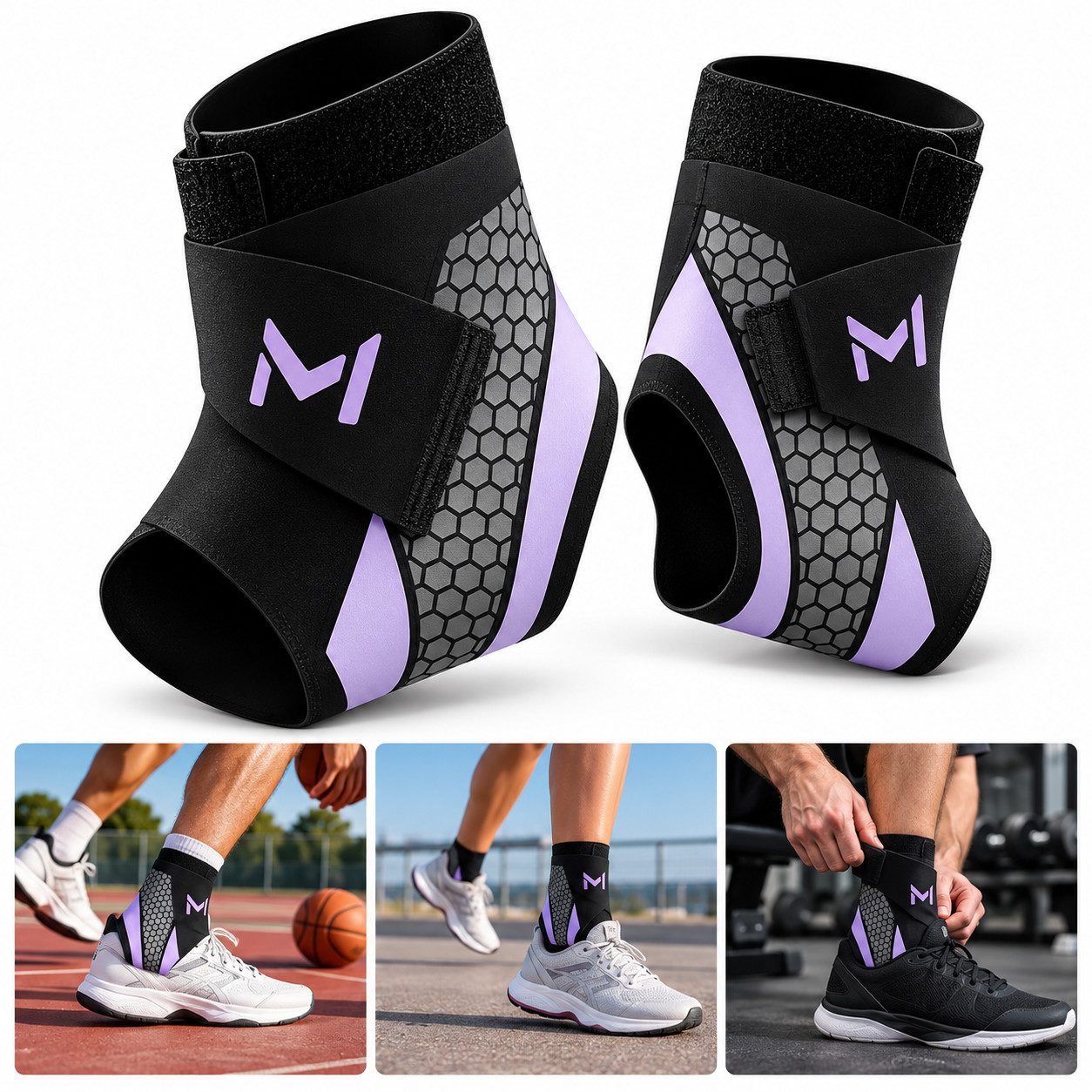 Luckice Sprunggelenkbandage Knöchelstütze stabiler Knöchelschutz für Sport und Reha (Set, 2-tlg., Geeignet für Sportaktivitäten sowie Rehabilitation), Unisex-Modell mit verstellbarer Kompressionsmanschette