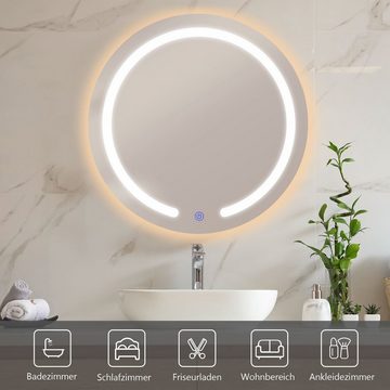 COSTWAY Badspiegel, rund mit LED Beleuchtung