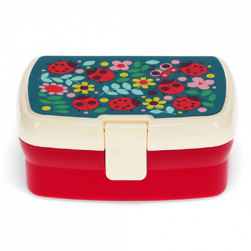 Rex London Lunchbox mit herausnehmbaren Fach Ladybird, Kunststoff, BPA-frei, (mit Clipverschluss, 2-tlg., ca. 17 x 13 x 7,5 cm), Marienkäfer-Motiv, Snack Obst Behälter Dose Box