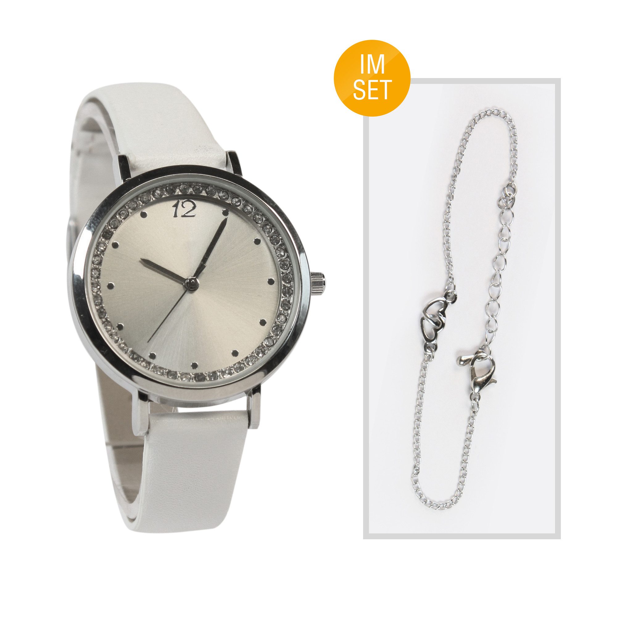 Quarzuhr Miraval Damen Armbanduhr Weiß Quarz, Kunstlederarmband & elegantes Design