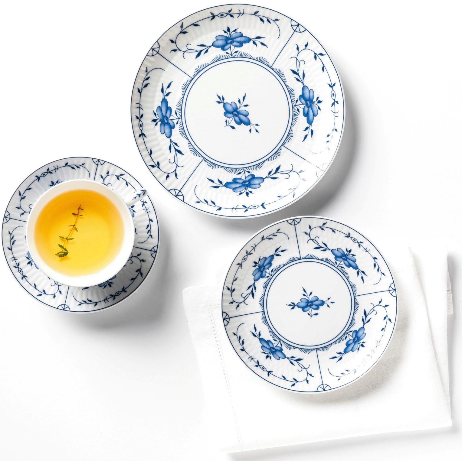 Seltmann Weiden Teeservice Geschirr-Set, 18 Teile, Amina Strohblume, klein (18-tlg), 6 Personen, Porzellan, Stäbchenrelief, die Strohblume, Blütenmotiv