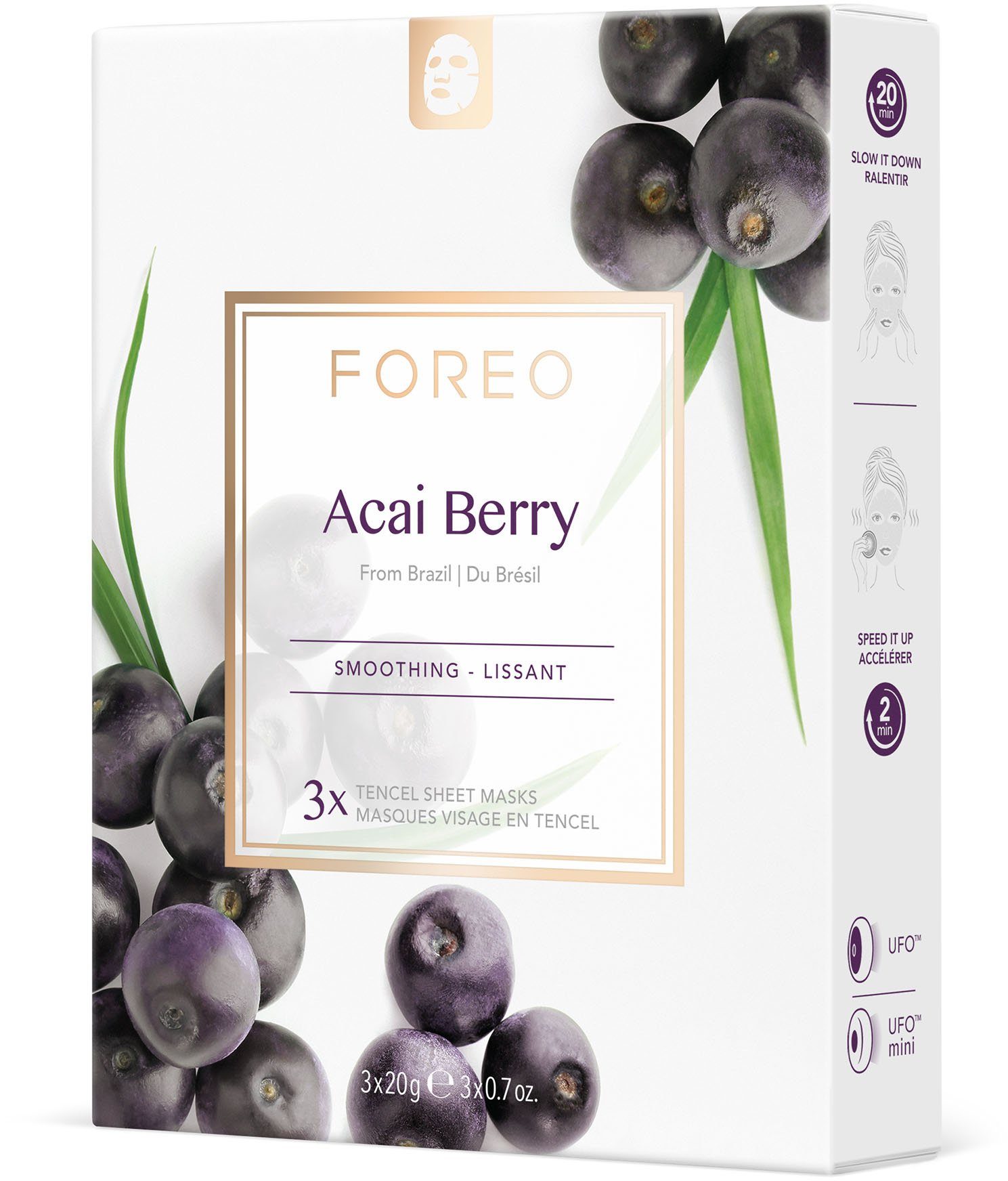 FOREO Gesichtsmaske Farm Acai 3-tlg. To Collection Face Masks Berry, Sheet