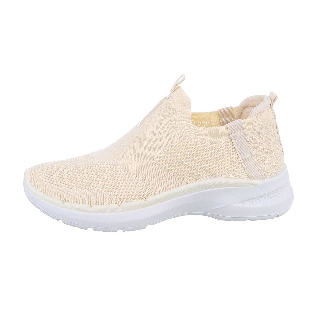 Ital-Design Damen Low-Top Freizeit Sneaker (85878604) Flach Sneakers Low in Beige