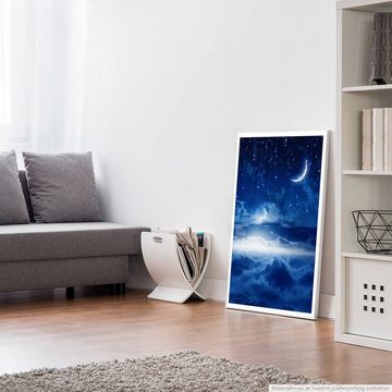 Sinus Art Poster Fotocollage 60x90cm Poster Sternenhimmel mit Mondsichel und Sternen