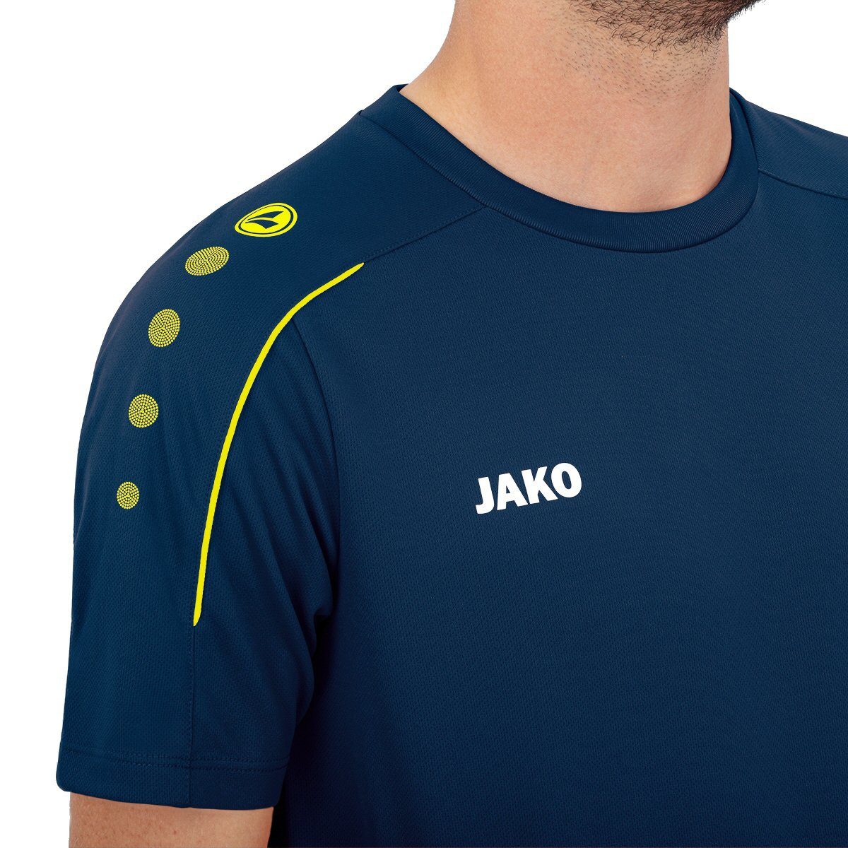 Jako T-Shirt Classico (100% Polyester-Jacquard) dunkelblau/gelb Herren
