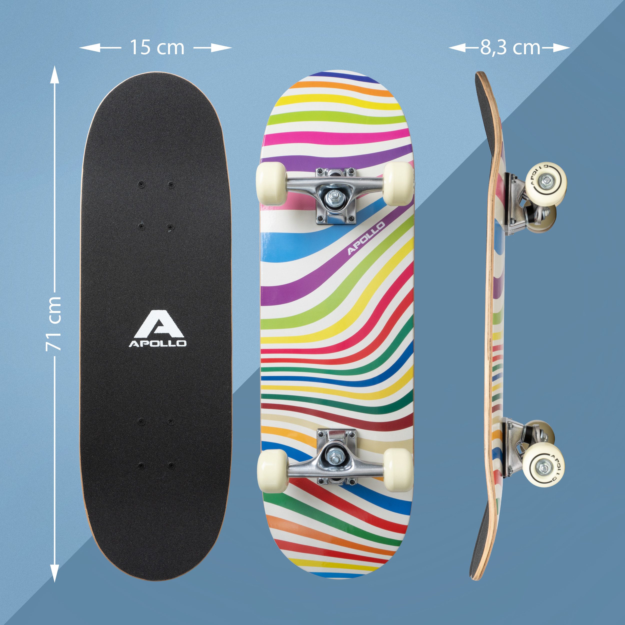 Apollo Skateboard Kinderskateboard 28" Kinder, Longboard, für Kids und Teens, ABEC 3 und Aluminium Achsen – Bild 5 von 5