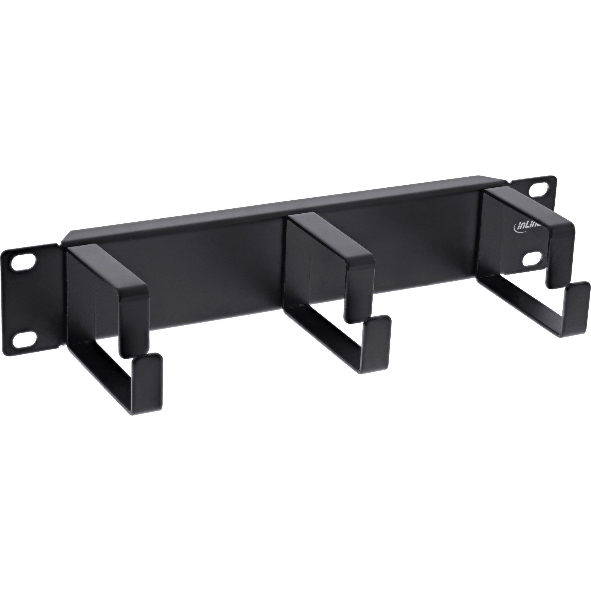InLine® 10" Kabelführungspanel, 3 Bügel, RAL 9005 schwarz Netzwerk-Patch-Panel
