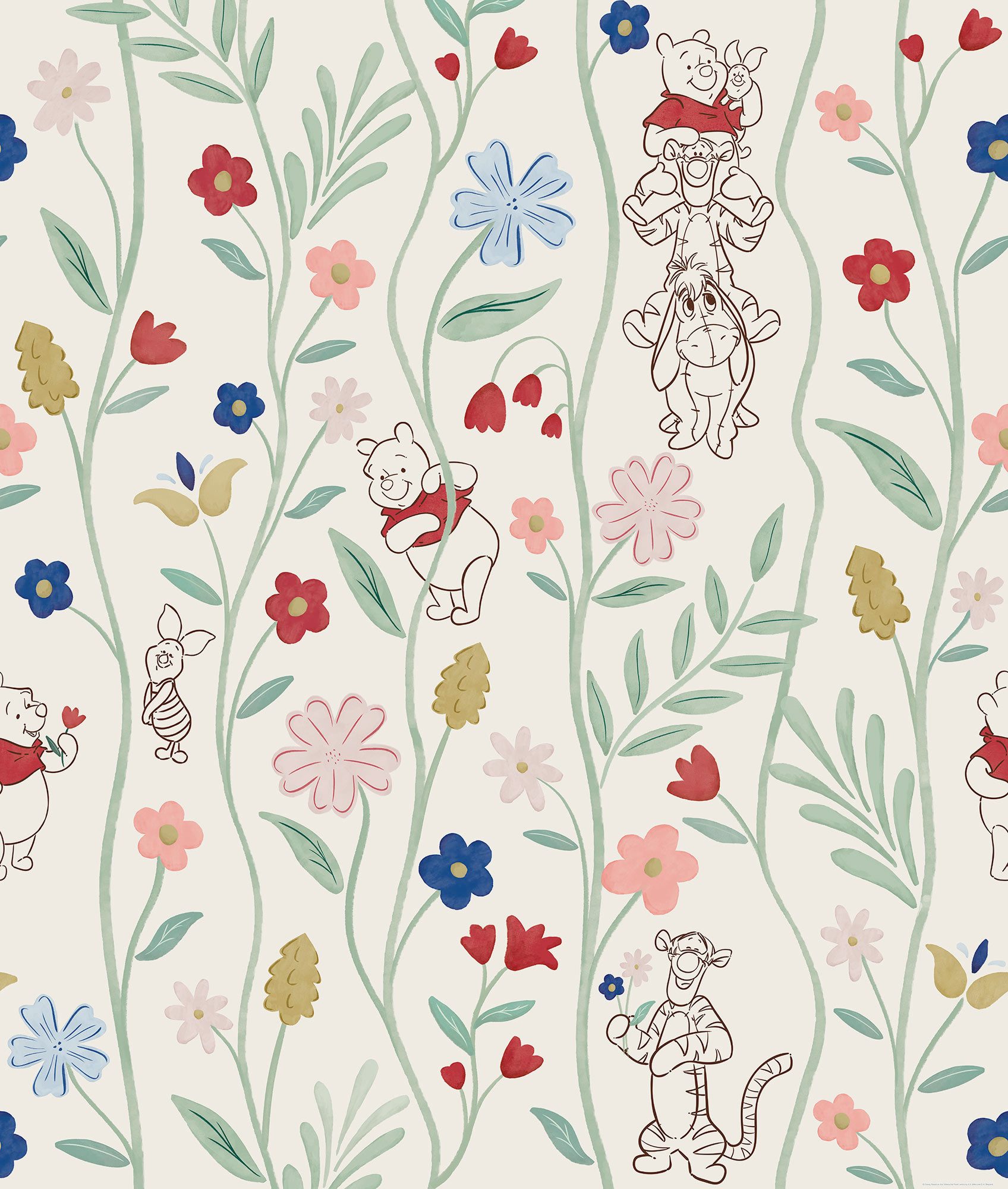 Komar Vliestapete Disney Winnie the Pooh Blossom Friends, glatt, bedruckt, (1 St), Rolle mit 212 x 250 cm