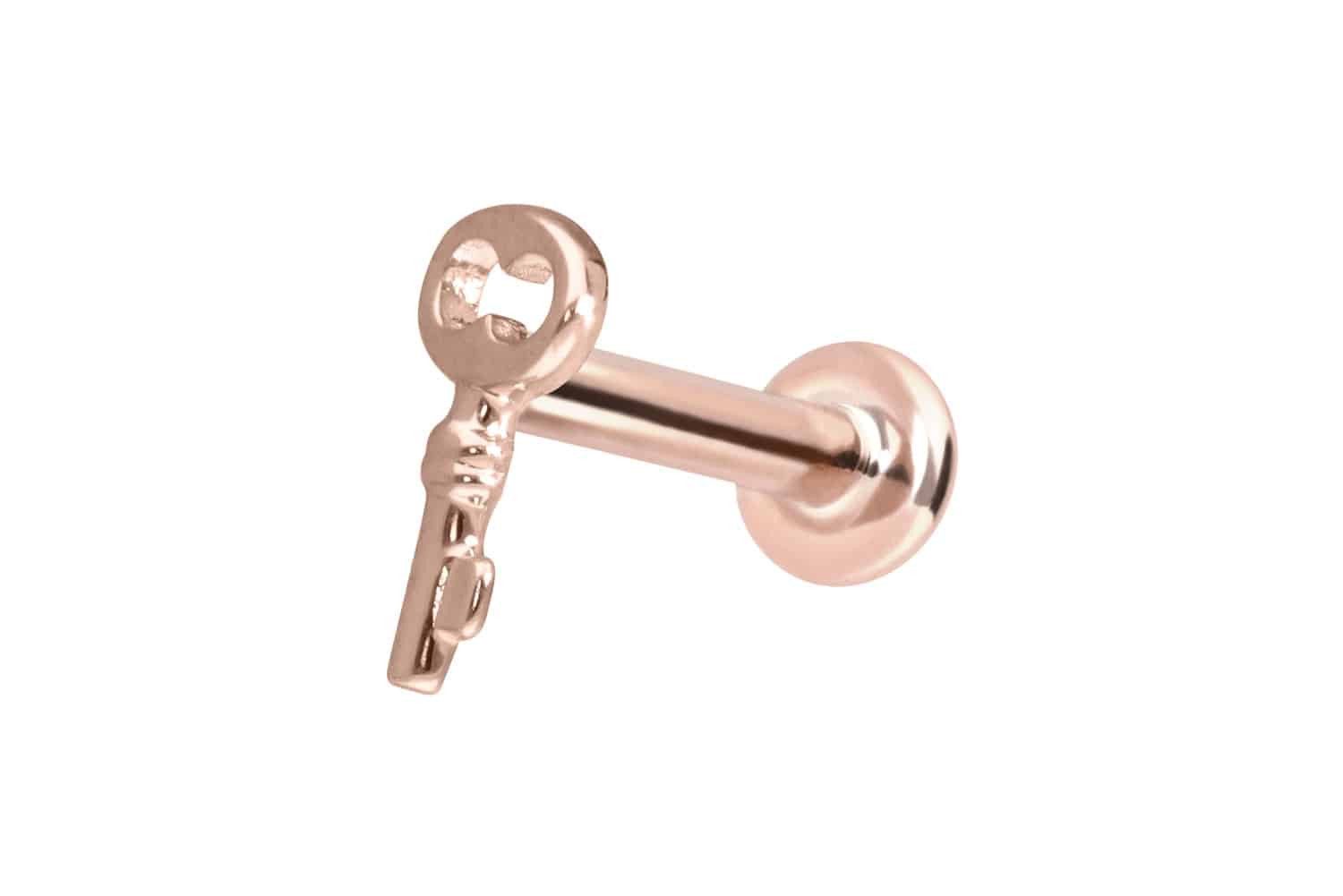 Piercing-Set 14 Karat Gold Labret mit Innengewinde SCHLÜSSEL