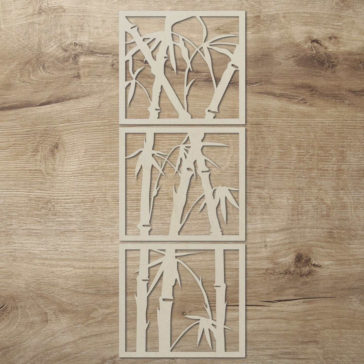 Namofactur Wanddekoobjekt XXL Bambus Holz Wanddeko (3 St., 3-teilig), Wandbild 'Bambus' aus Holz, Wandgestaltung für dein zuhause