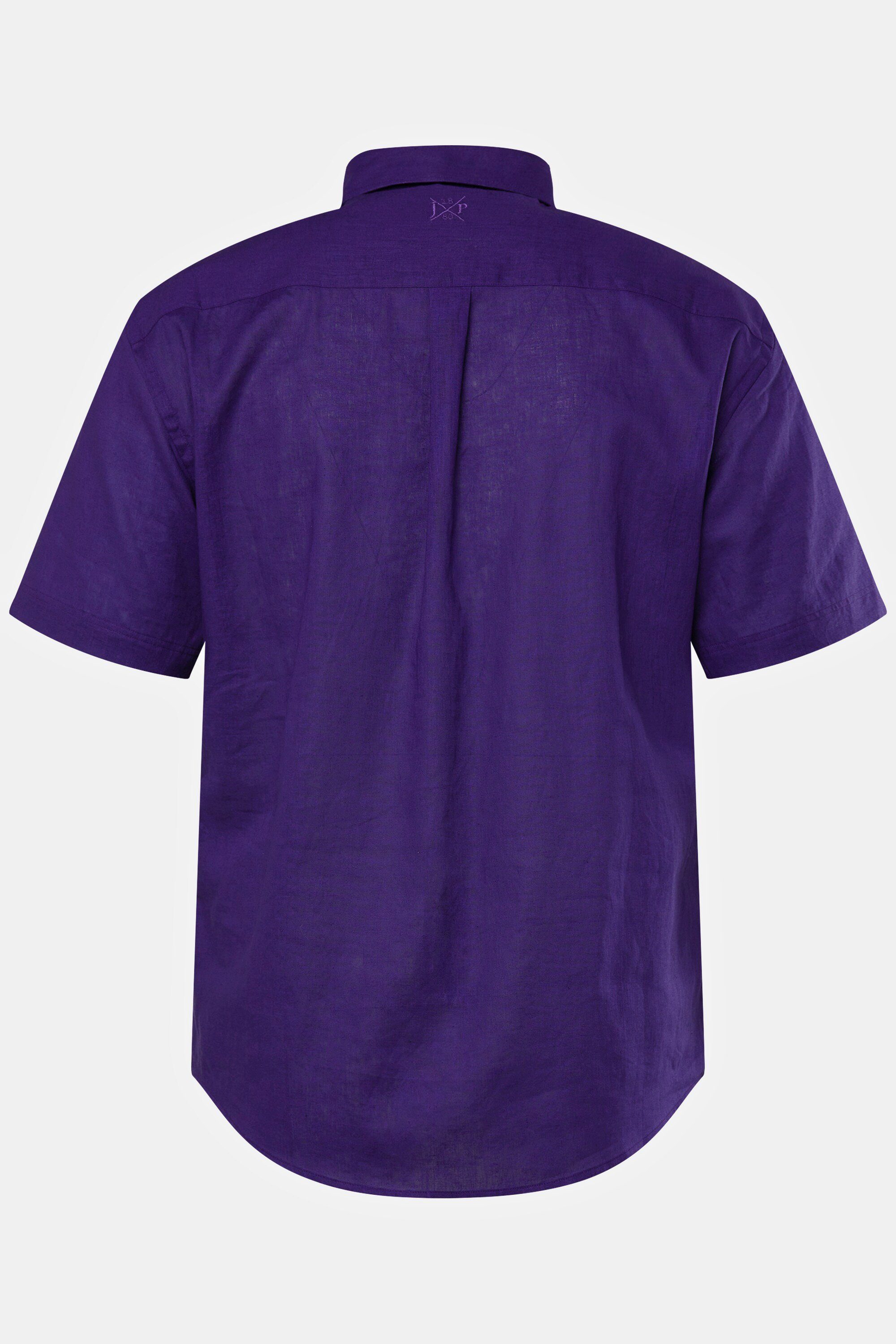 JP1880 Kurzarmhemd Hemd Halbarm Leinenmix Buttondown-Kragen