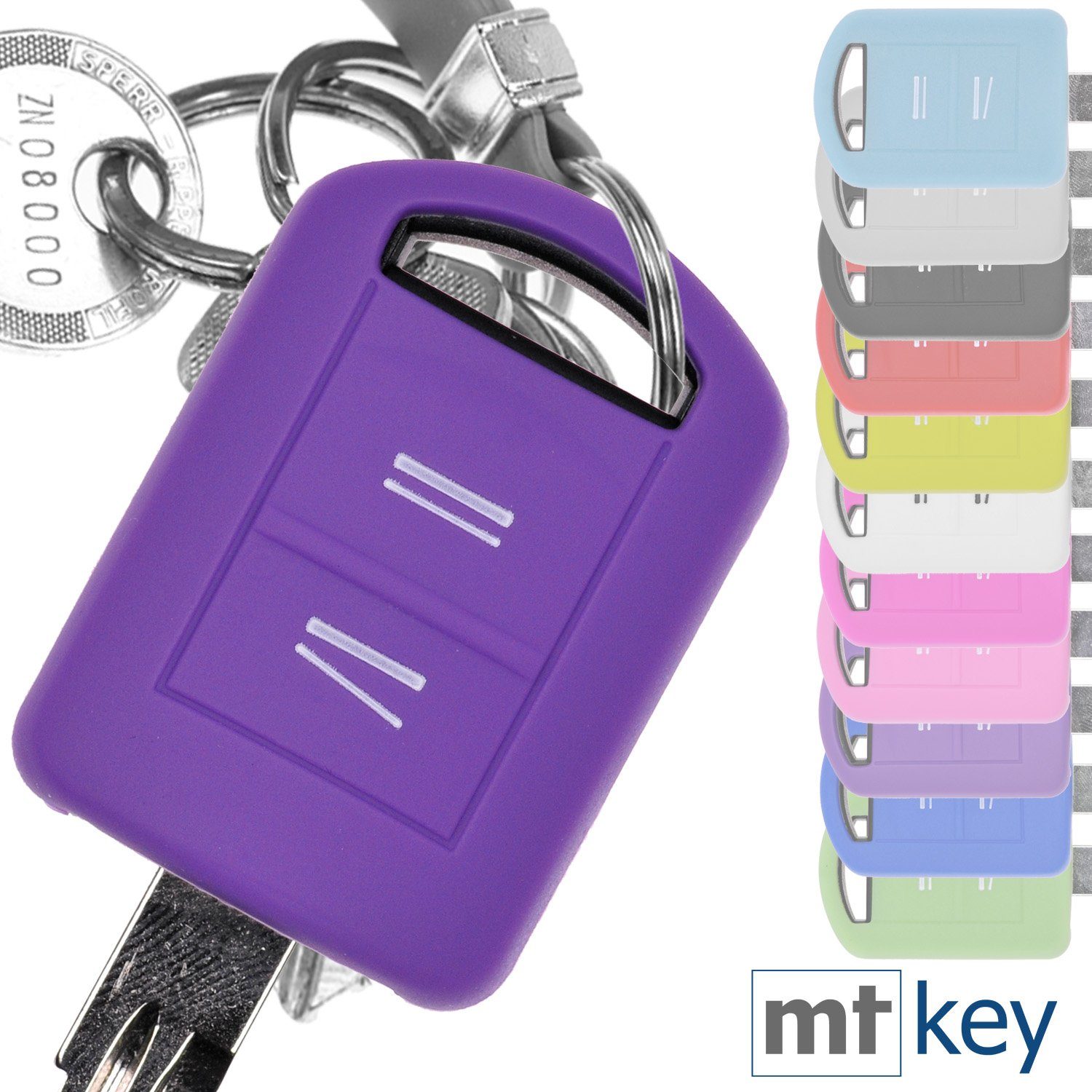 mt-key Schlüsseltasche Autoschlüssel Softcase Silikon Schutzhülle Lila, für Opel Combo C Corsa C Meriva A Tigra TwinTop