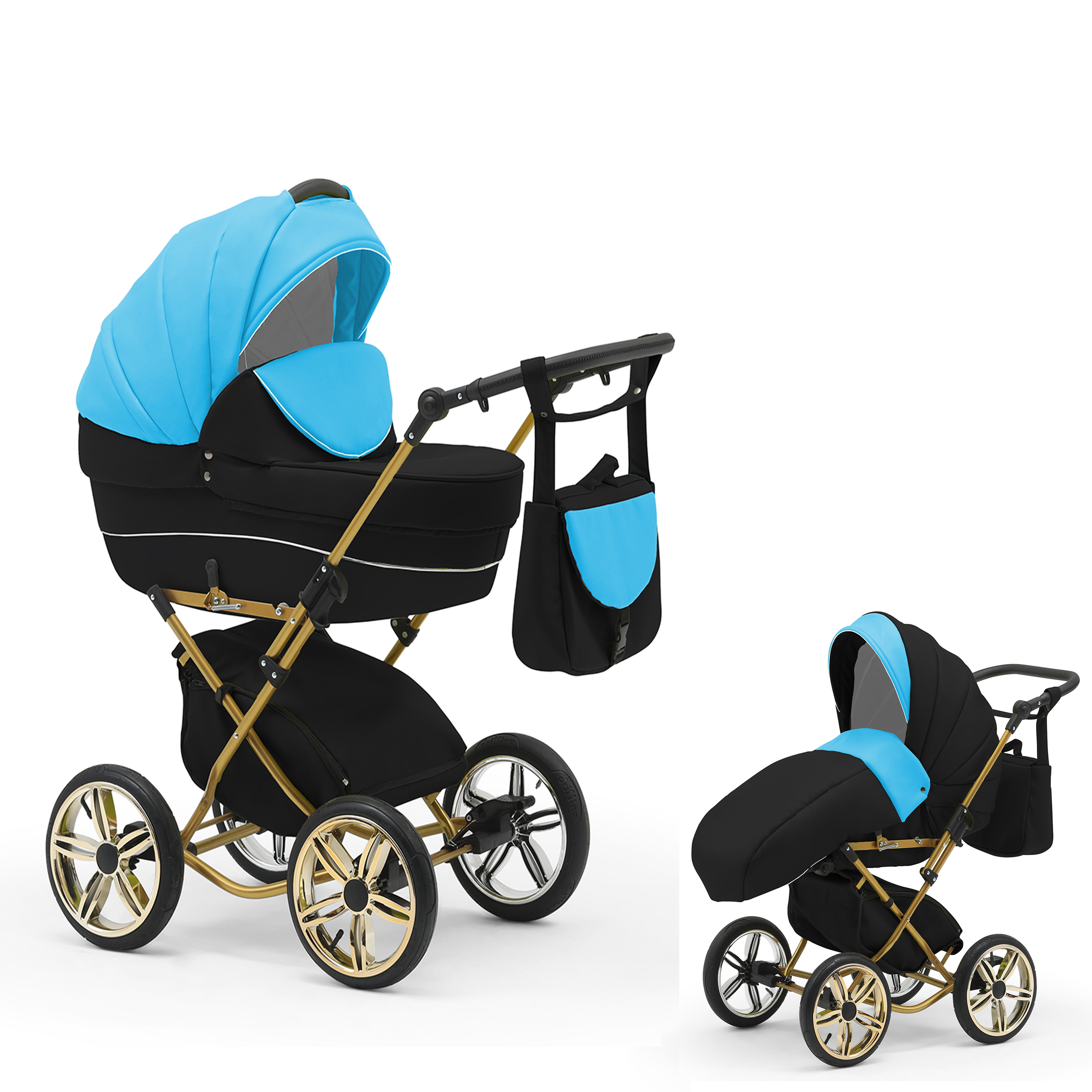 1 Teile - Sorento Türkis-Schwarz 11 bis Kombi-Kinderwagen Designs von Jahre in - babies-on-wheels 2 30 Geburt in 4
