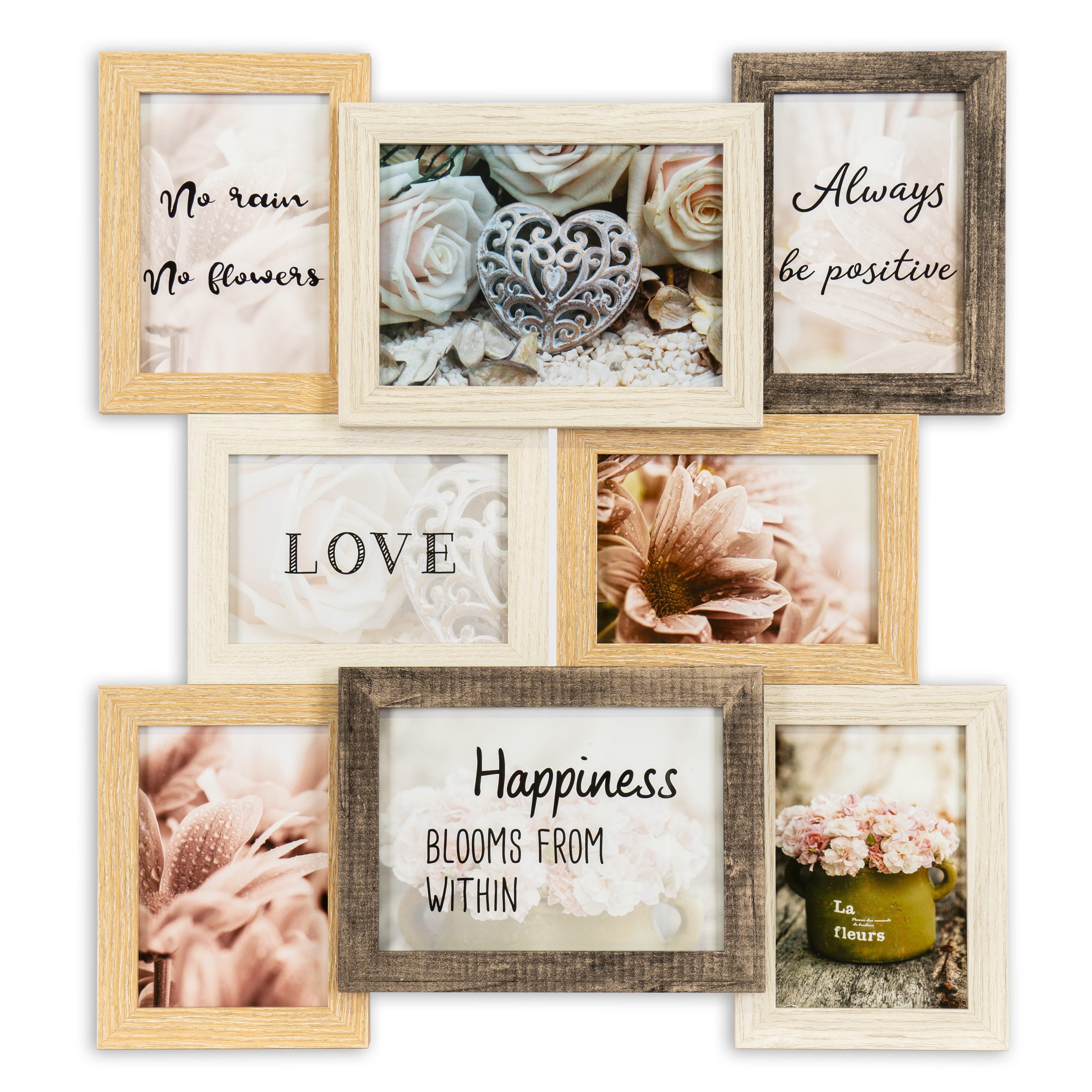 queence Bilderrahmen Collage Rahmen 3D Holz in braun, für 8 Bilder (1 St), günstig online kaufen