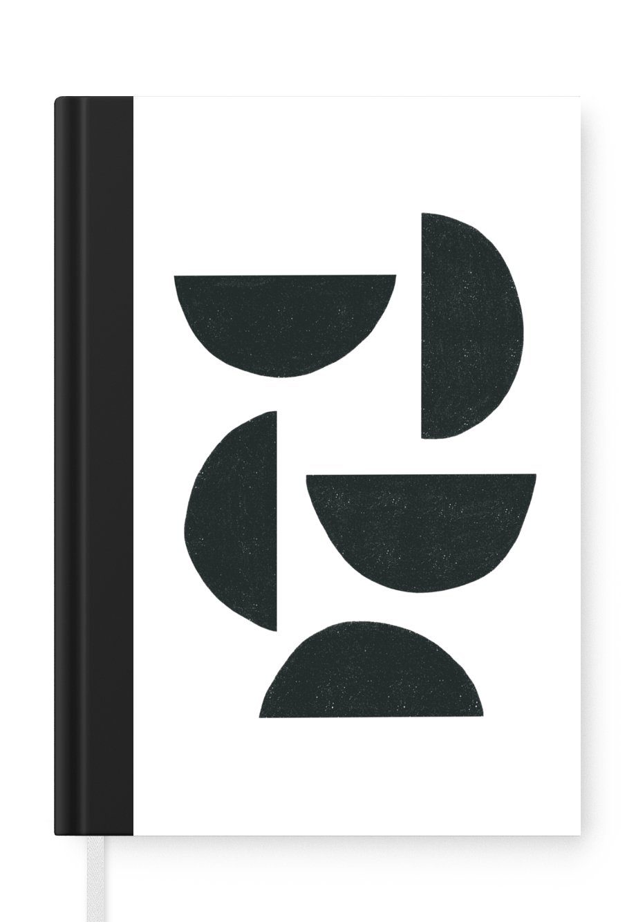 MuchoWow Notizbuch Geometrische Figuren - Abstrakt - Schwarz, Journal, Merkzettel, Tagebuch, Notizheft, A5, 98 Seiten, Haushaltsbuch