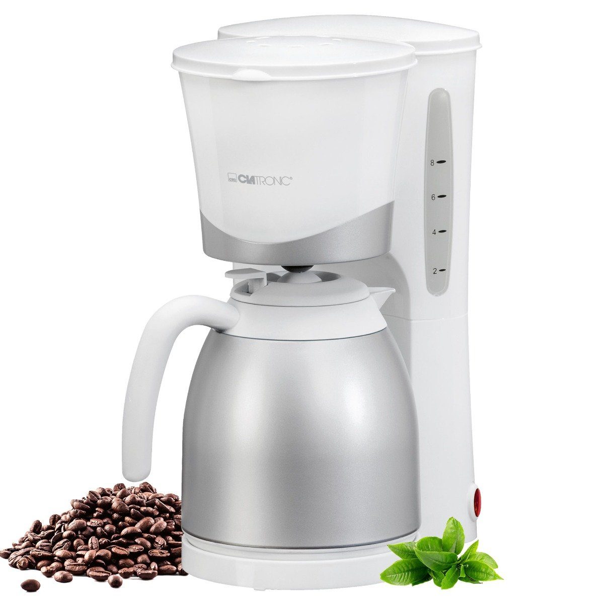 Filterkaffeemaschine Thermokanne Kaffeemaschine für weiß CLATRONIC KA 8-10 3327, Tassen,