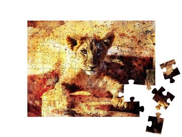 puzzleYOU Puzzle Löwenjunge, Collage, 48 Puzzleteile, puzzleYOU-Kollektionen Kunst & Fantasy