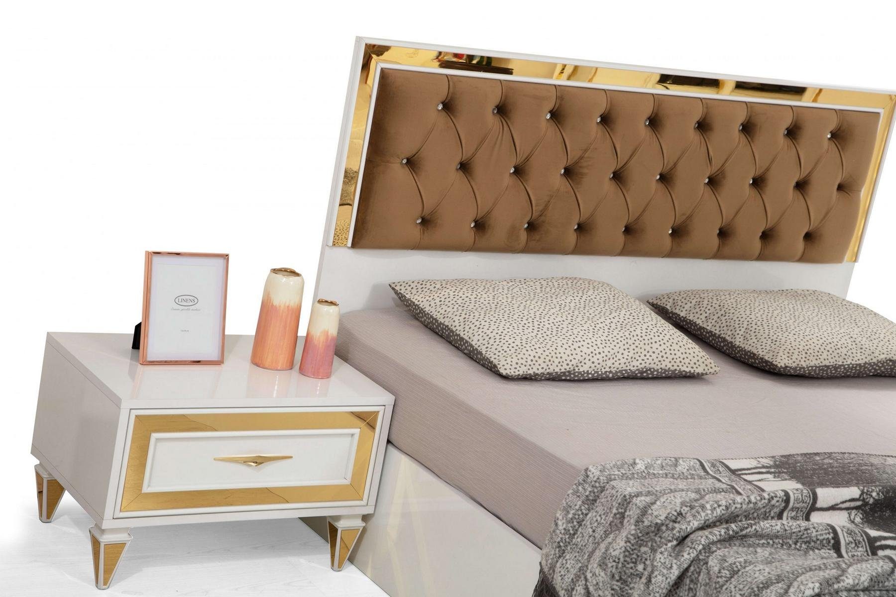Schlafzimmer-Set In Nachttisch Set Weiß Modernen Neu 3tlg, Europe Made Bett 2x Schlafzimmer JVmoebel Luxus