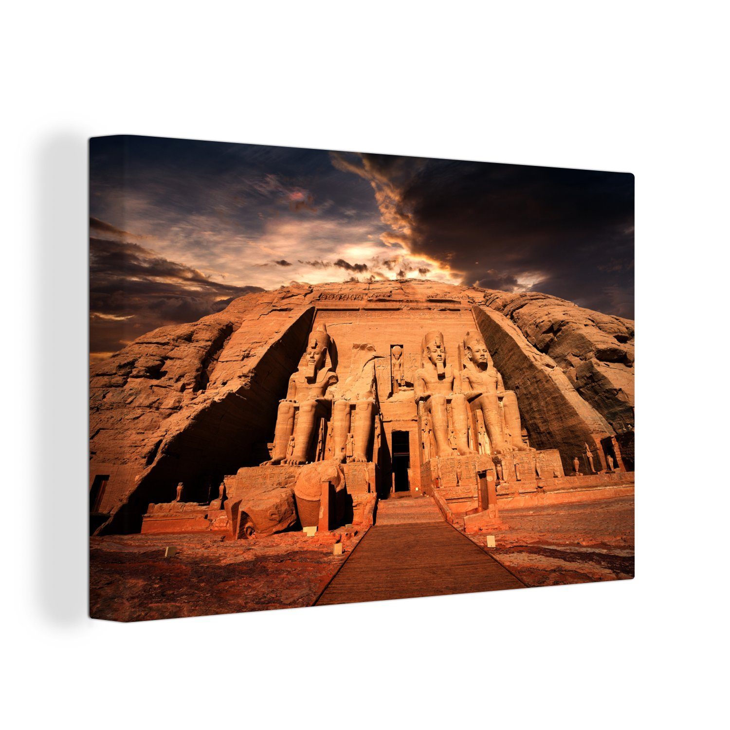 OneMillionCanvasses® Leinwandbild Wolken über dem Tempel von Abu Simbel in Ägypten, (1 St), Wandbild Leinwandbilder, Aufhängefertig, Wanddeko, 30x20 cm
