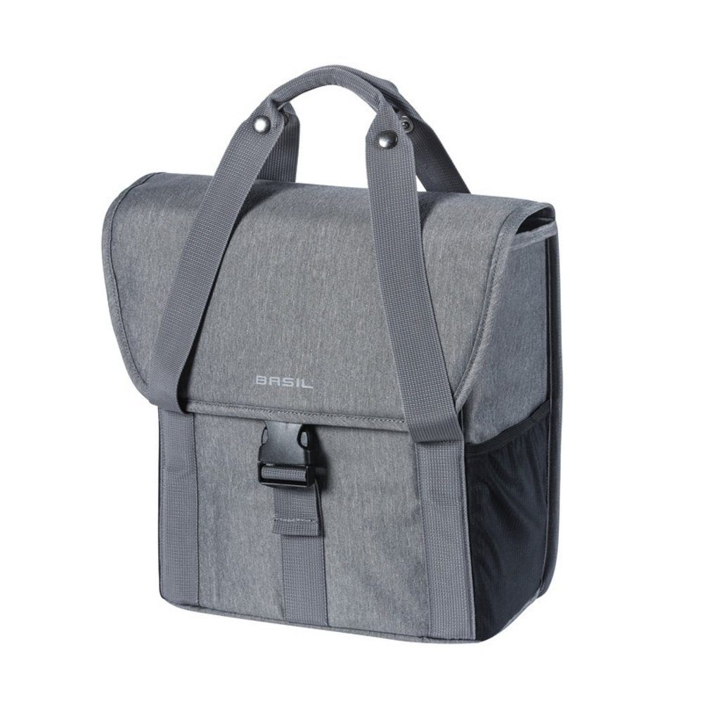Basil Fahrradkorb Einzeltasche Go Single grey melee mit Reflexstreifen 16 L.