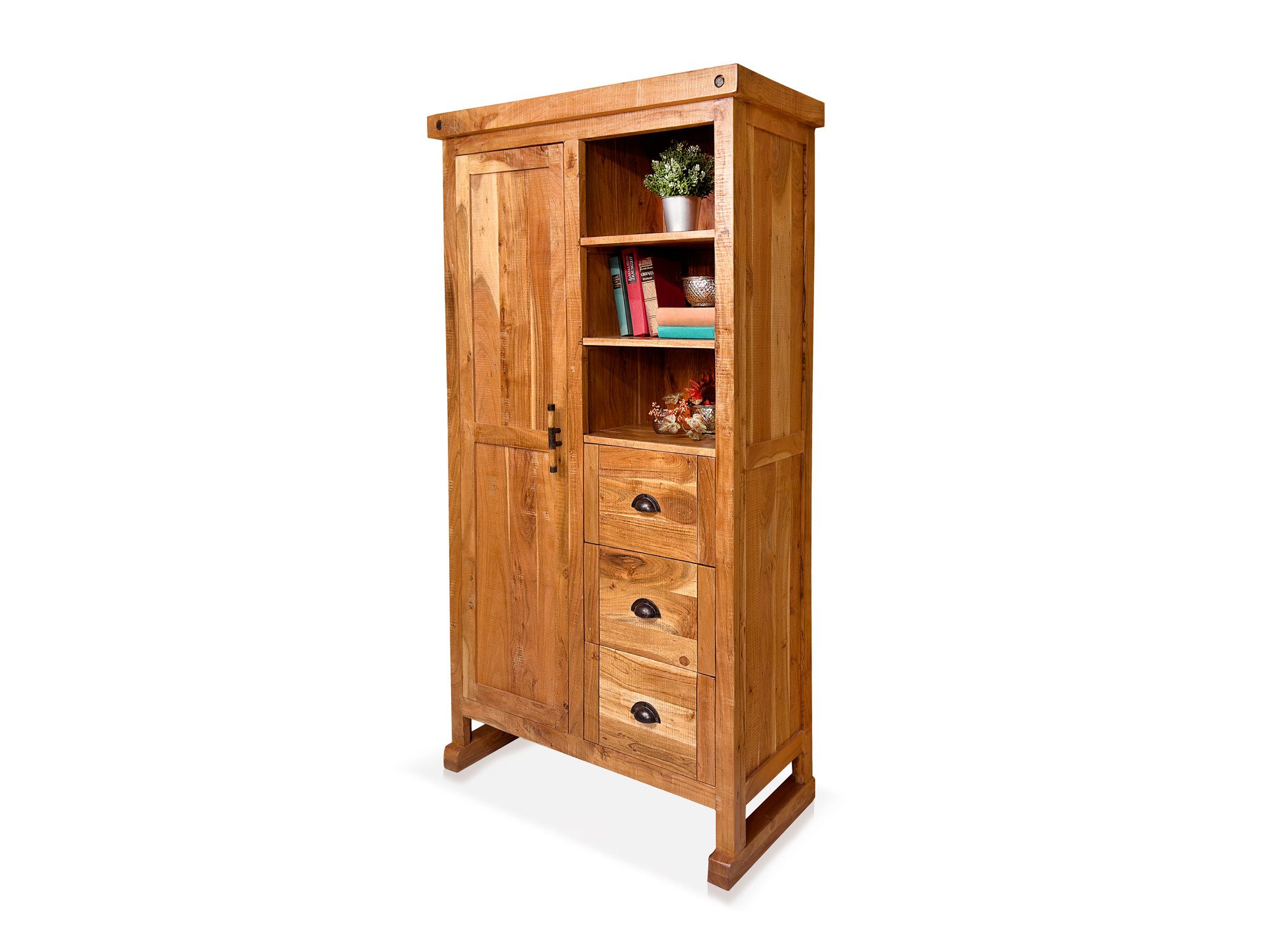 Moebel-Eins Highboard, WINCHESTER Highboard II, Material Massivholz, Mango rustikal