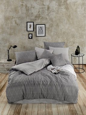 Bettwäsche Raute grau / anthrazit, One Home, Renforcé, 2 teilig, Geometrisch und modern, Baumwolle Normalgröße