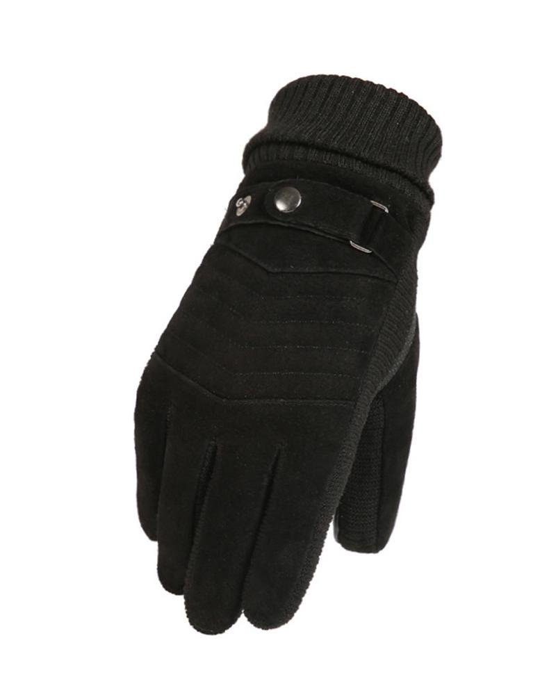 Rouemi Fahrradhandschuhe Herrenhandschuhe, Schwarz winddichte Radsport warme gepolsterte Handschuhe