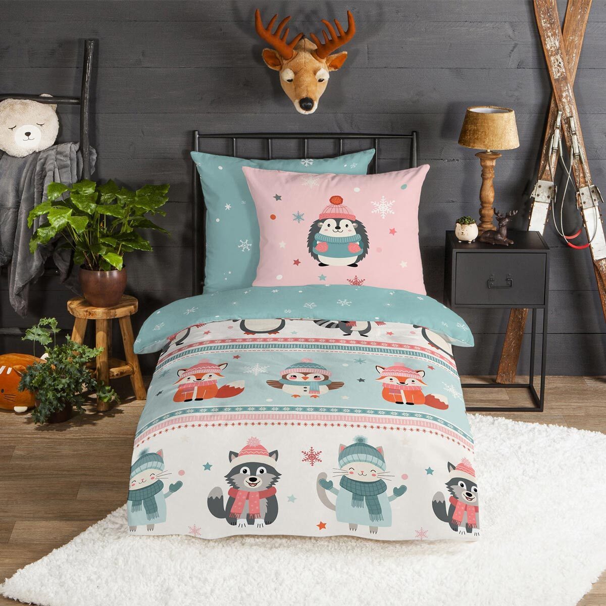 TRAUMSCHLAF Bettwäsche Winterliche Tierfreunde, Flanell, 2 günstig online kaufen