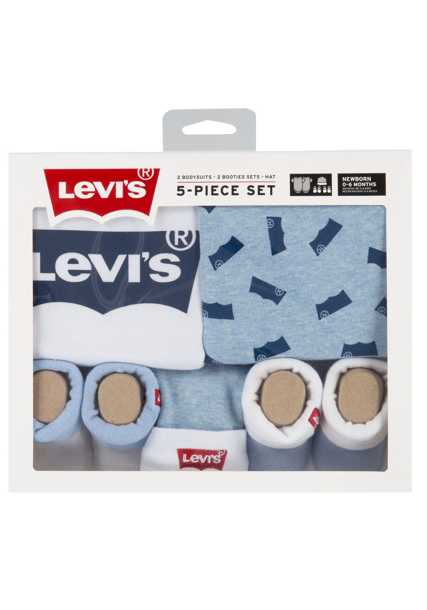 Levi's® Kids Kurzarmbody Neugeborenen-Geschenkset BATWING 5PC chambray UNISEX (5-tlg) SET heather blue